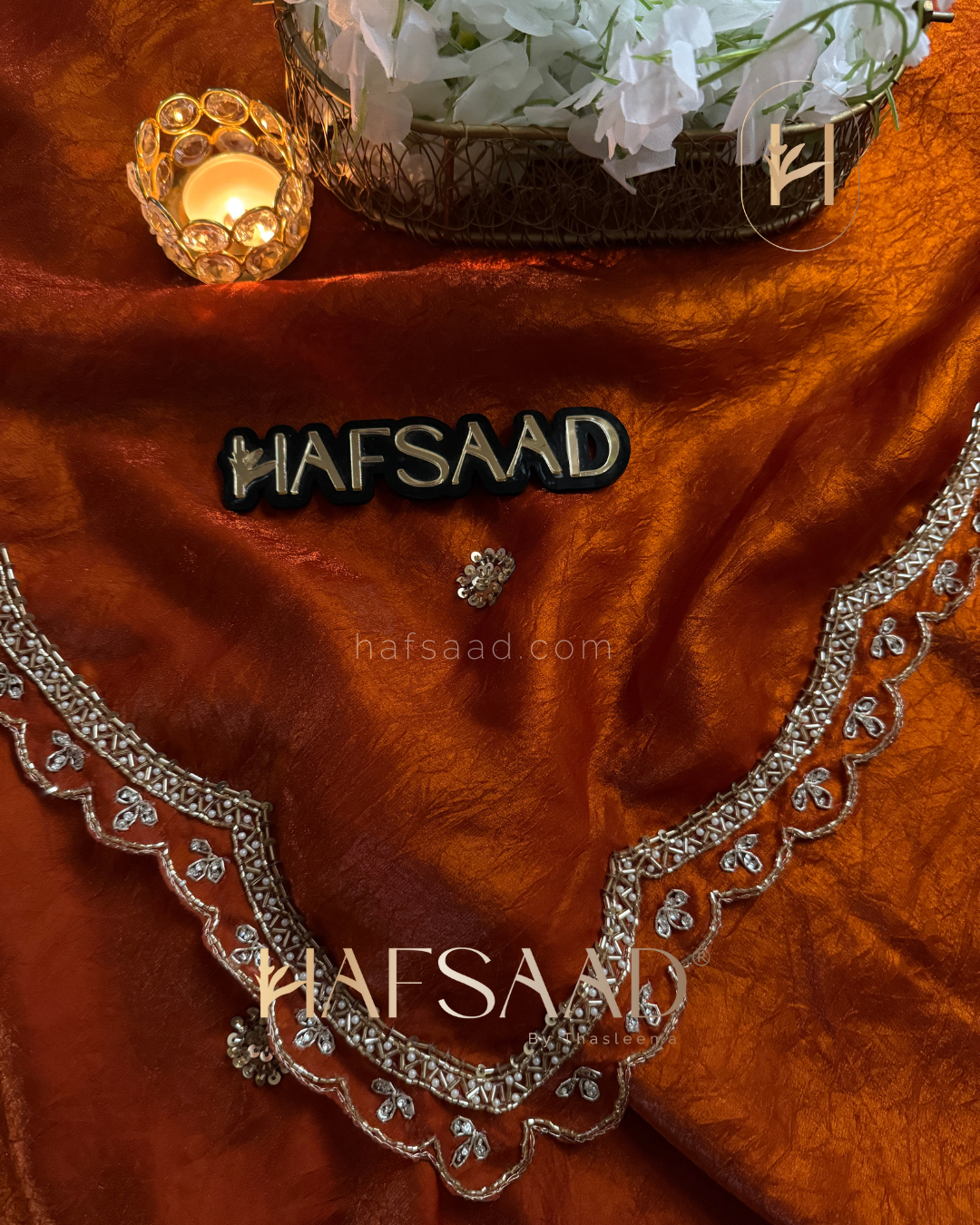 Nihal - Crushed fendy silk saree (Burnt Orange)