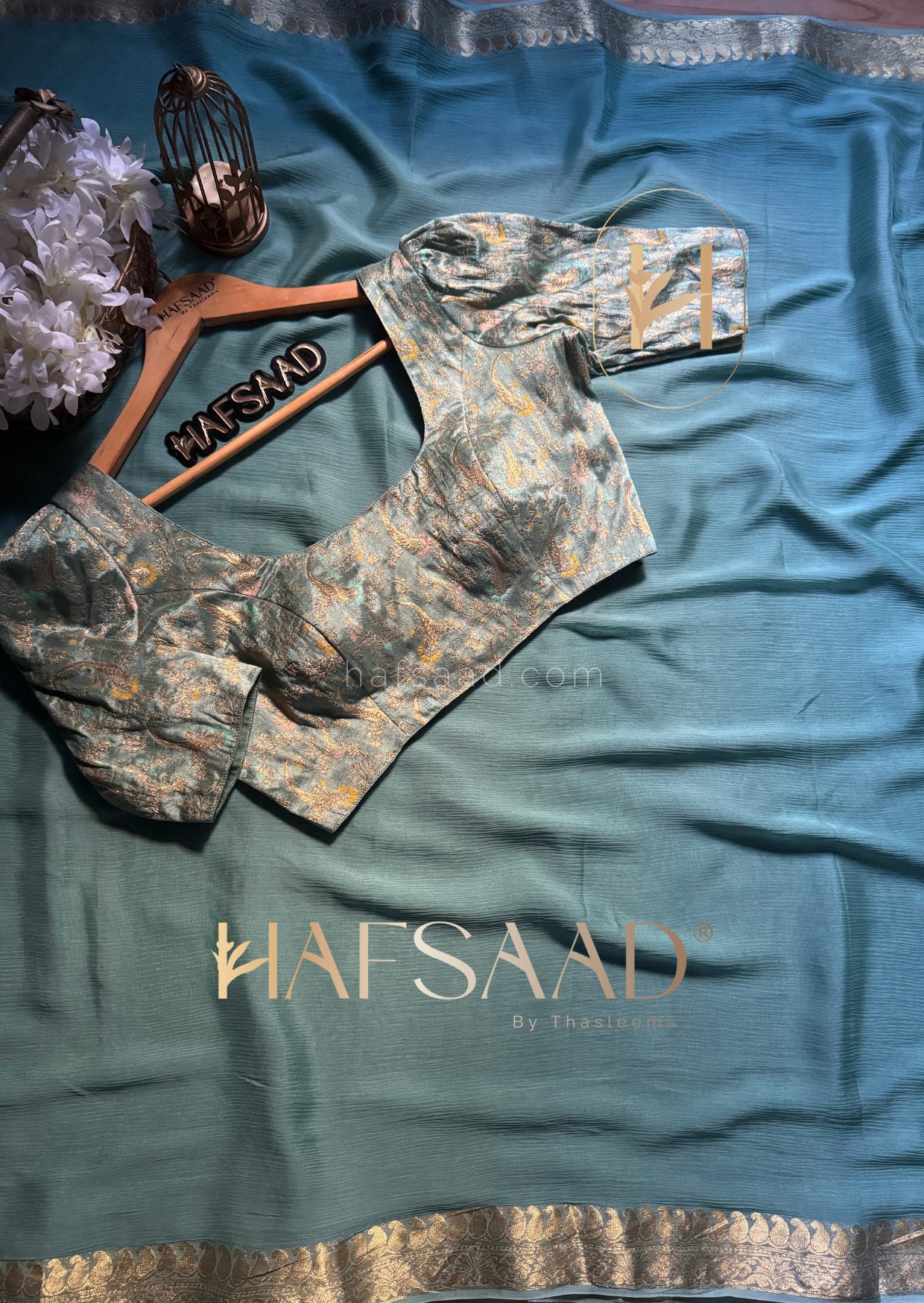 Mayuri -Pure chinnon saree (Sea green)