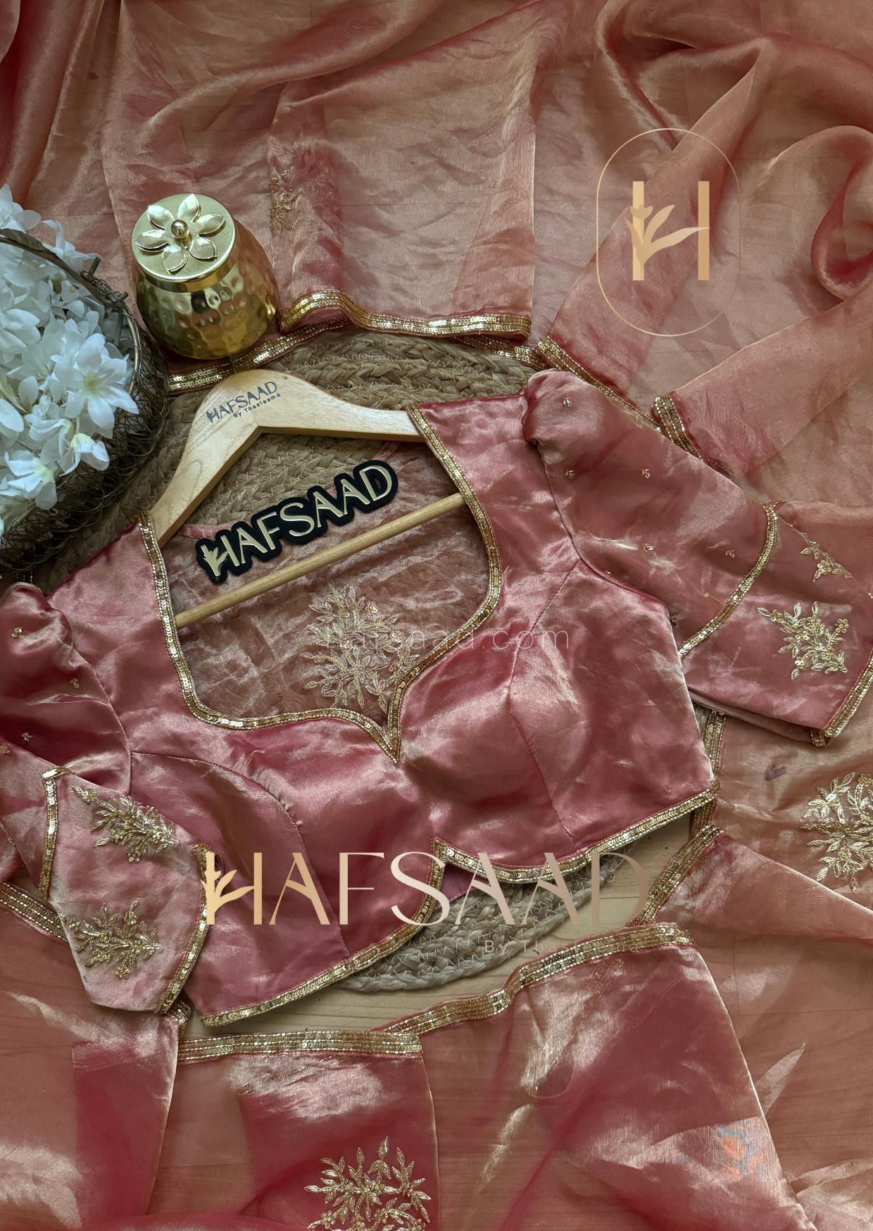 Nargis bridal-Pure tissue silk handwork saree
