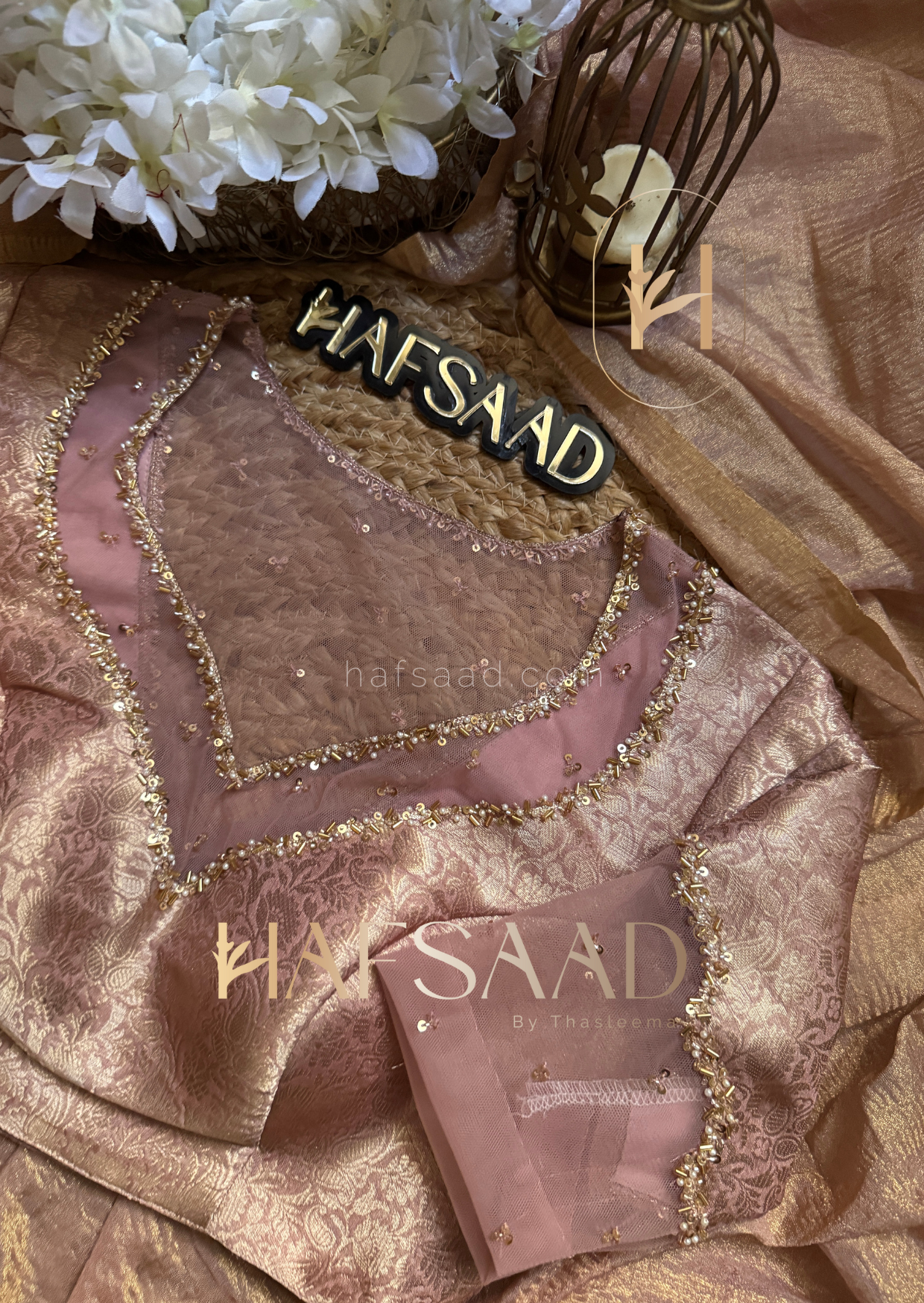 Nida Handwork- Soft semi tissue saree