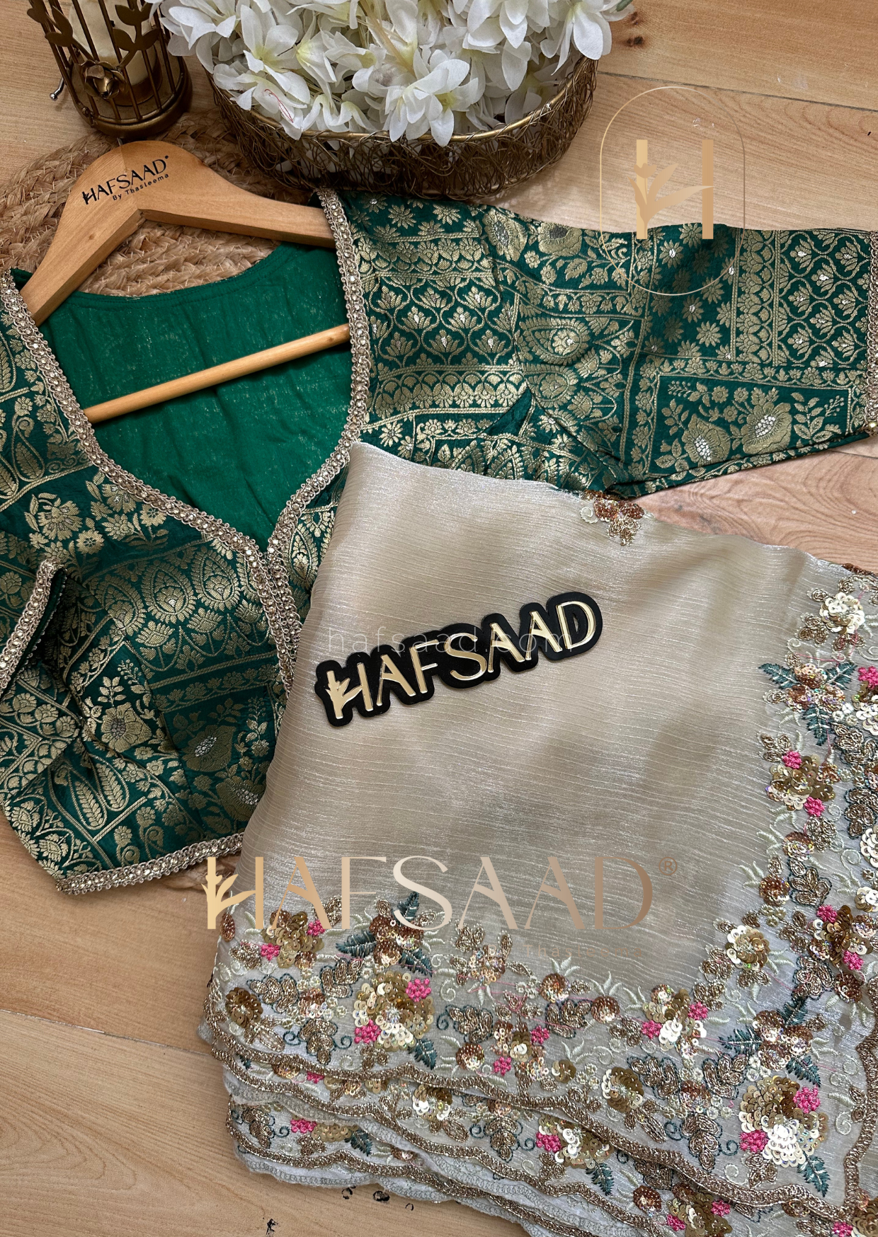 Shakira- Designer satin organza saree