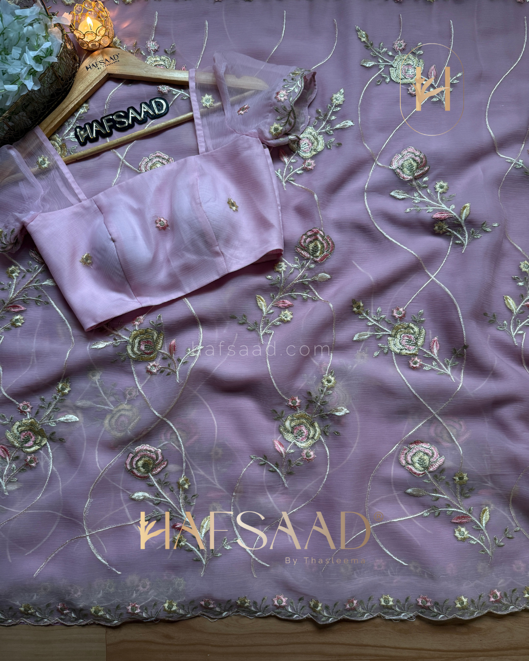 Anila -Chiffon organza saree (Lavender)
