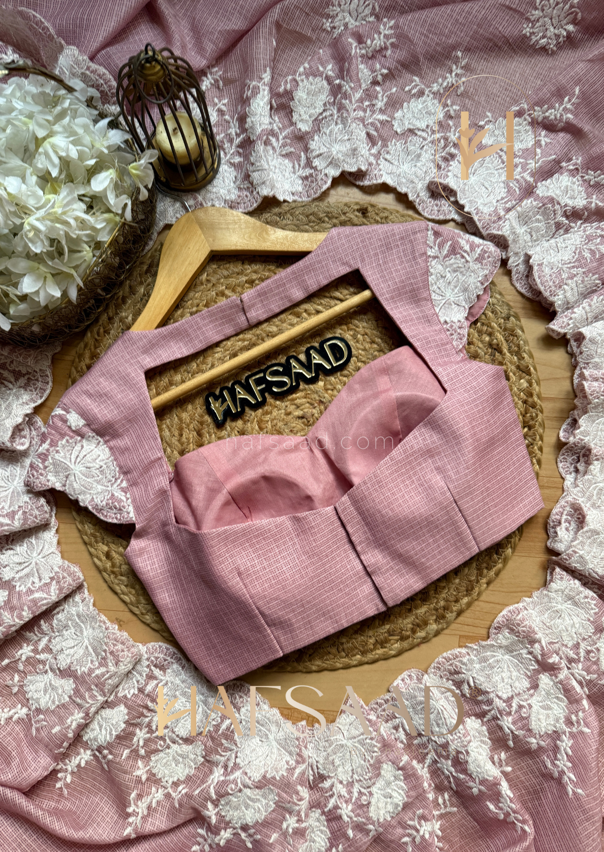 Celestia - Embroidered saree (Candy floss)