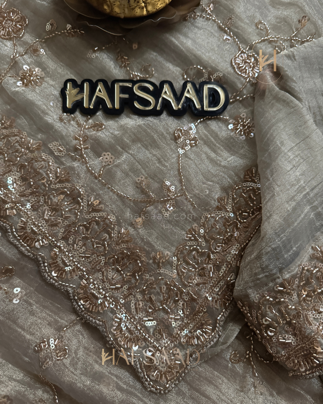 Nashita- Designer handwork saree(beige)