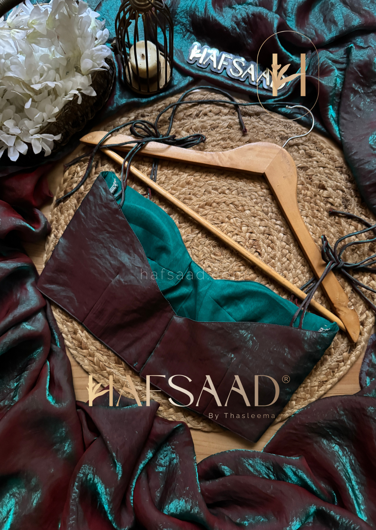 Sinful - Stardust satin saree (Fierce Peacock)