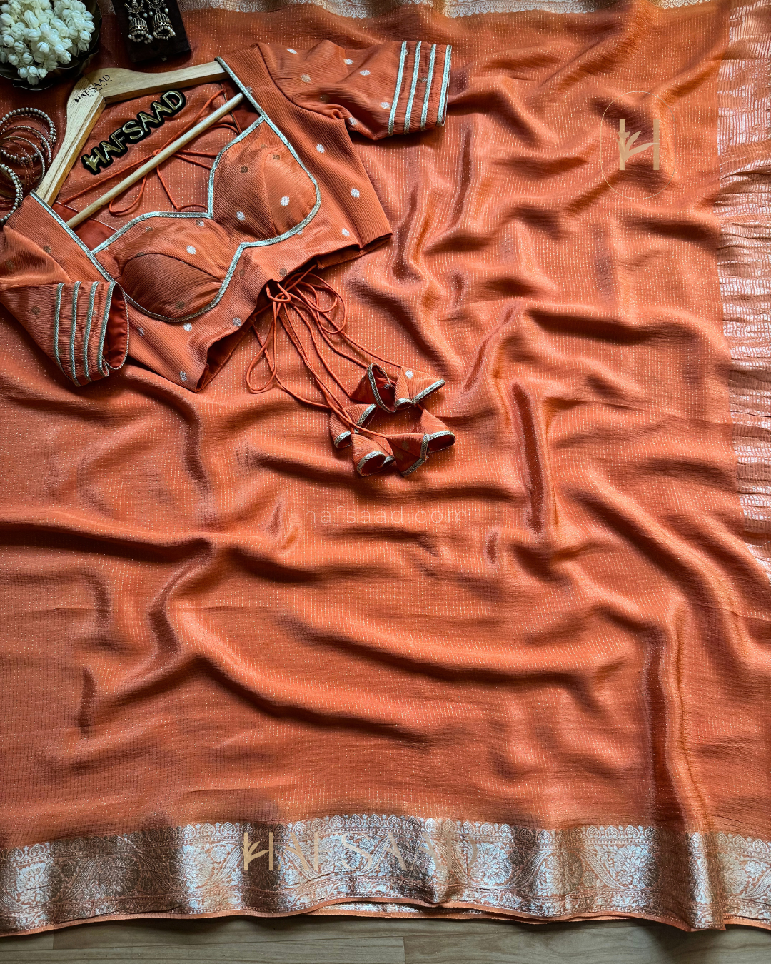 Rohini- semi silk saree (Orange)