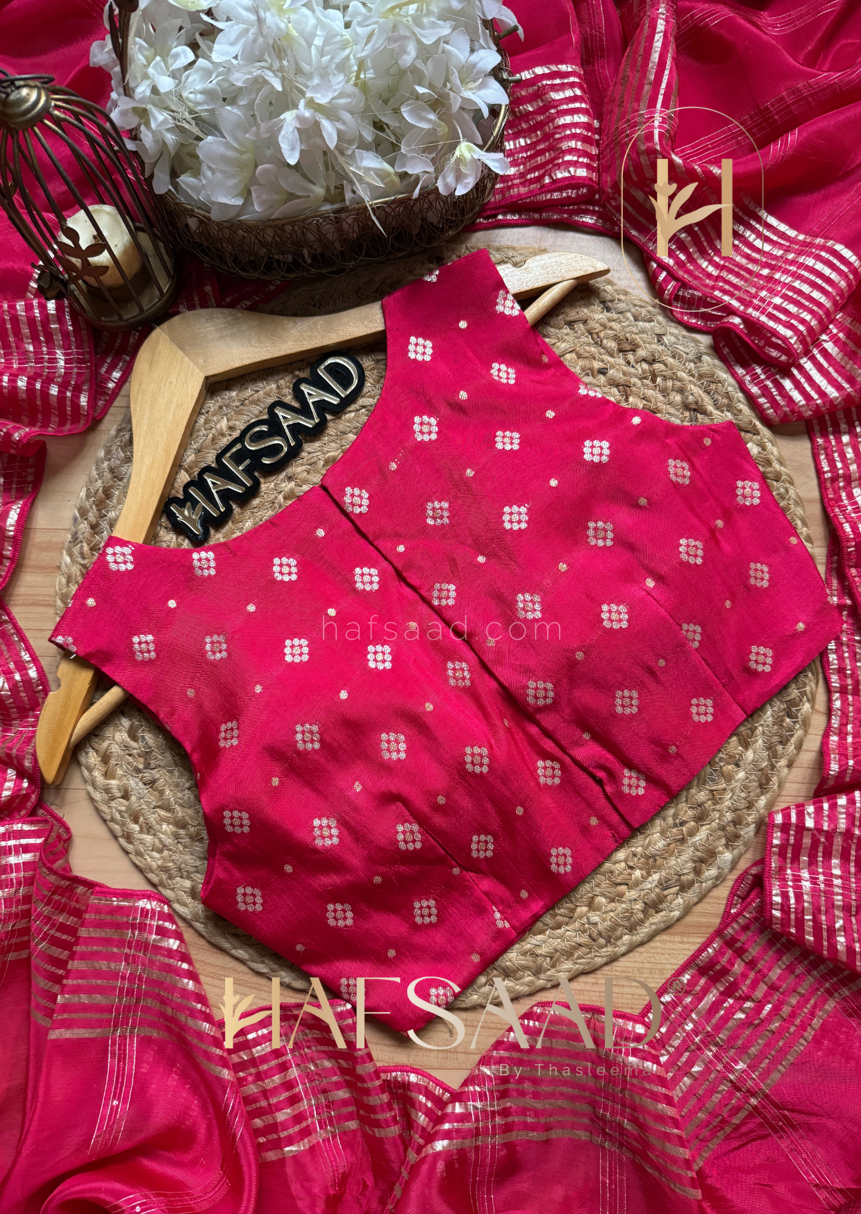 Ria - Premium blended silk saree (Pink)