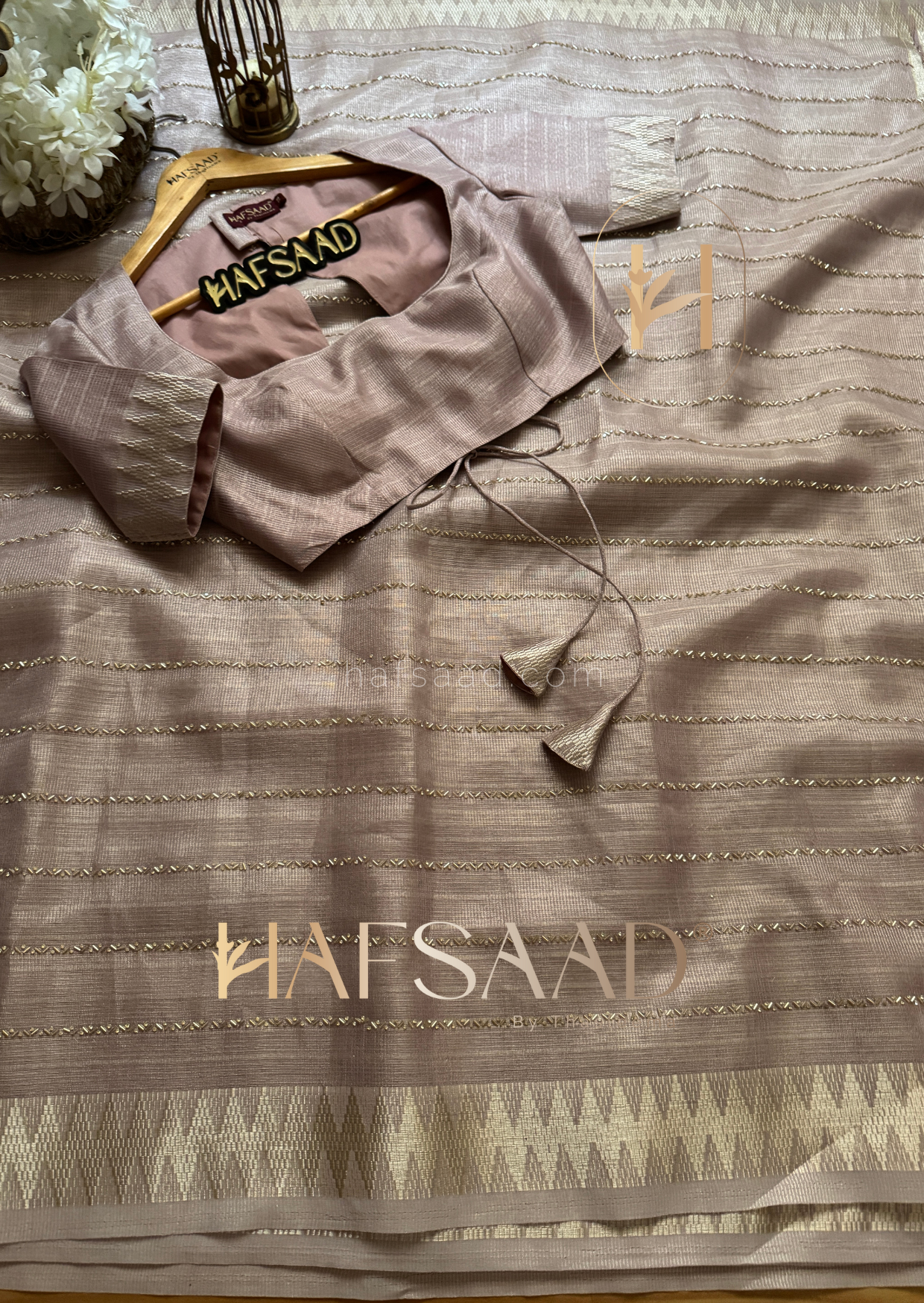 Jessie-Semi Tussar handwork saree (Pink)