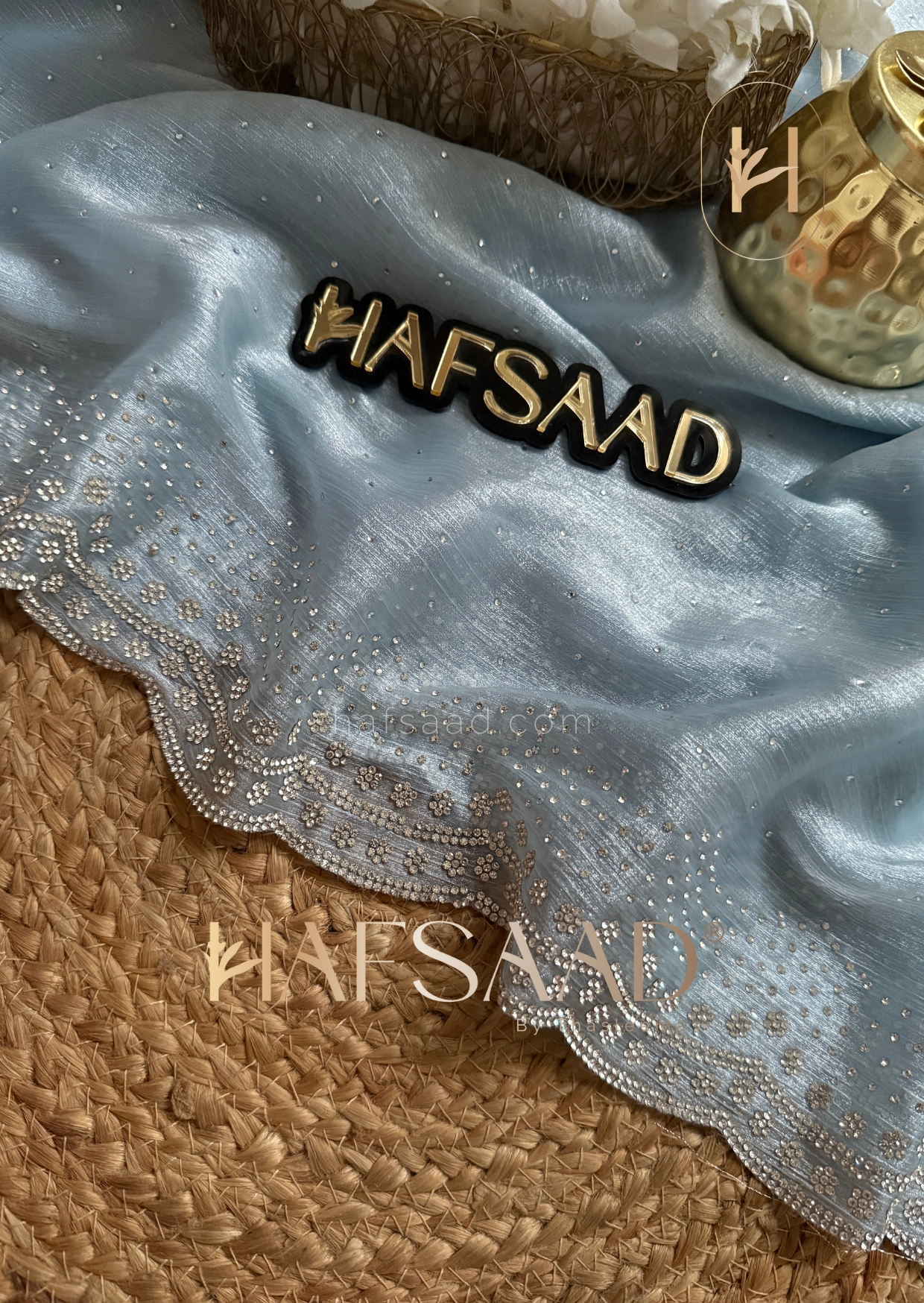 Glisten - Designer chiffon saree (Blue)
