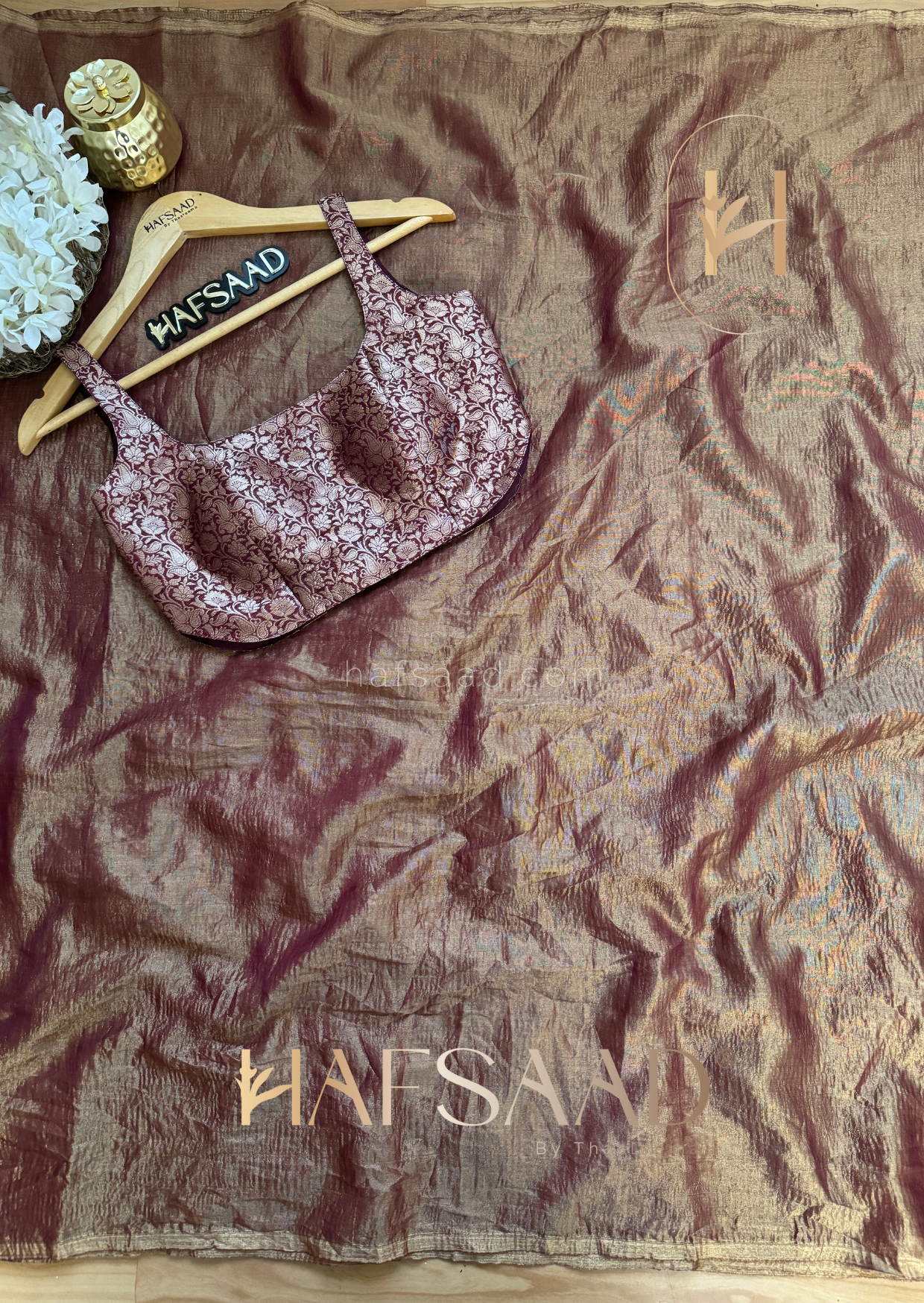 Nida- Soft semi tissue saree (Brown)