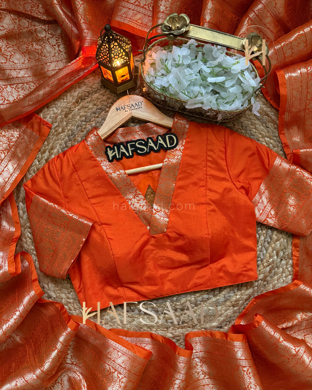 Ahana - Soft semi silk saree (Orange)