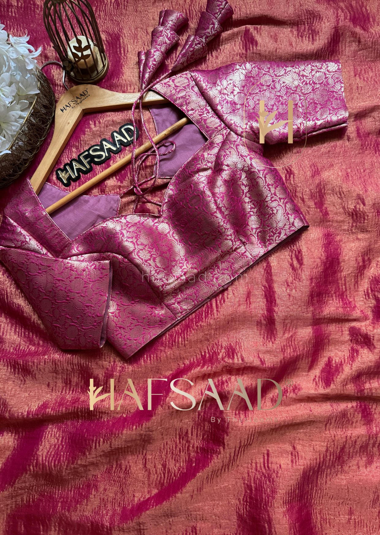 Nida- Soft semi tissue saree (Hot pink)