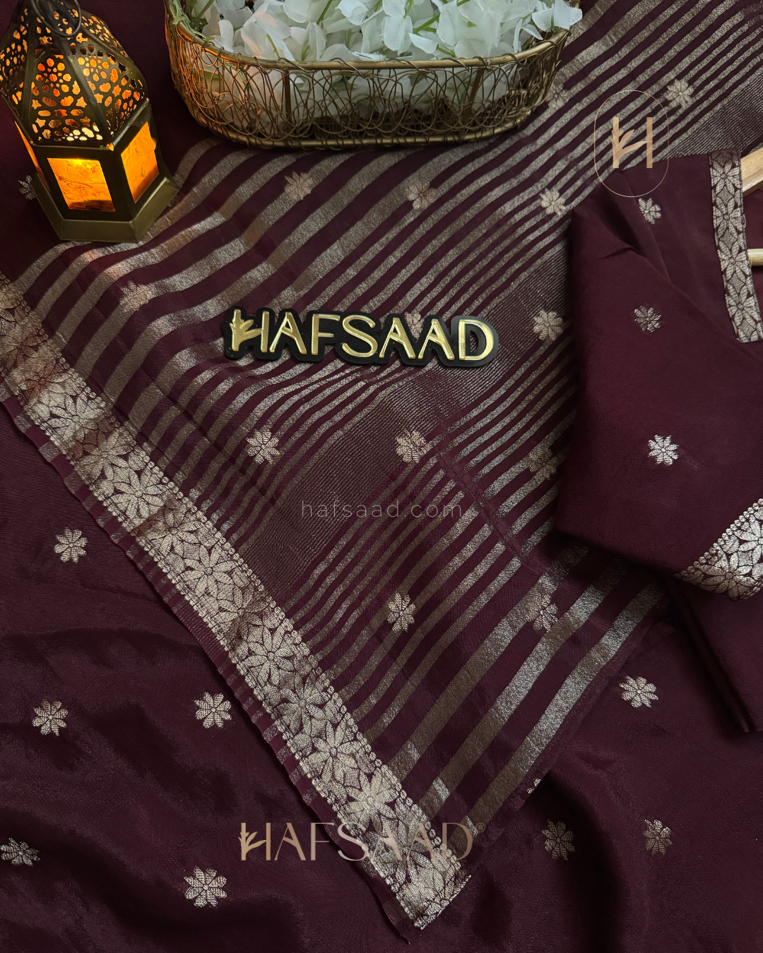 Ahalya - Pure chinnon saree (Plum)