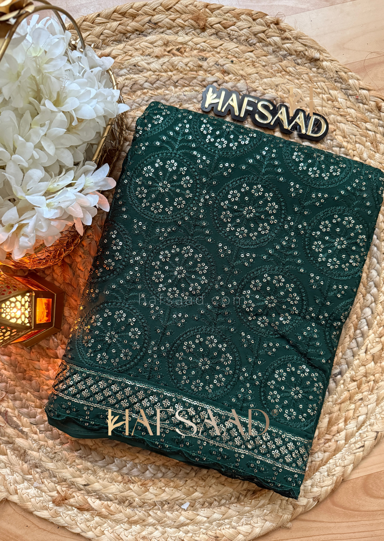 Farheen Bridal- Rich Chikankari saree (Green)