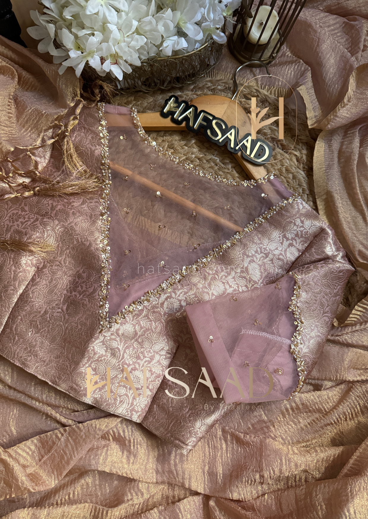 Nida Handwork- Soft semi tissue saree