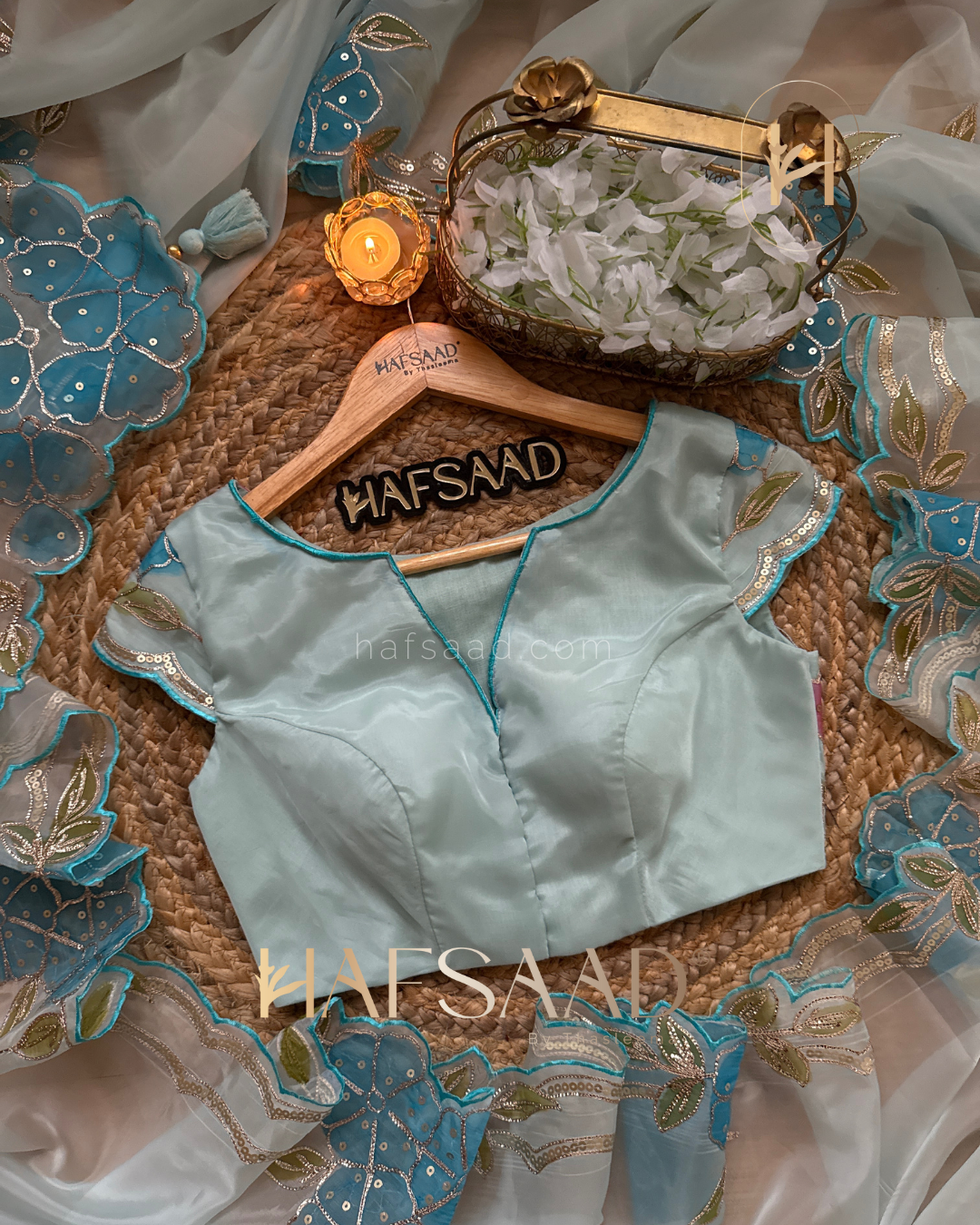 Isra - Premium organza saree (Blue)