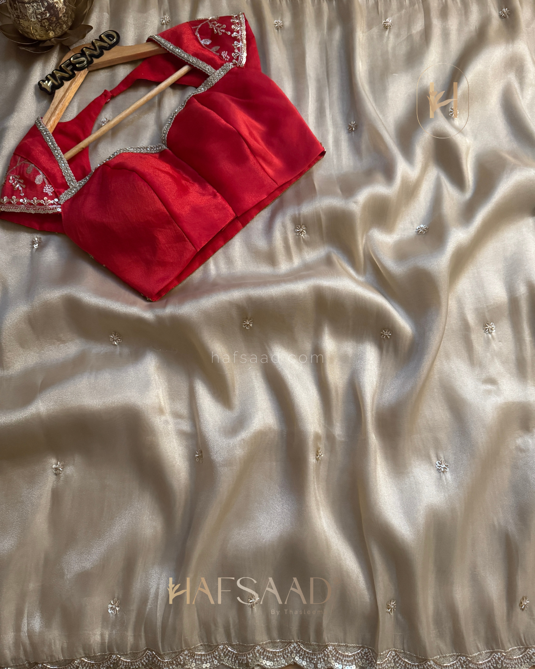 Amina- Designer Handwork Saree (Red)