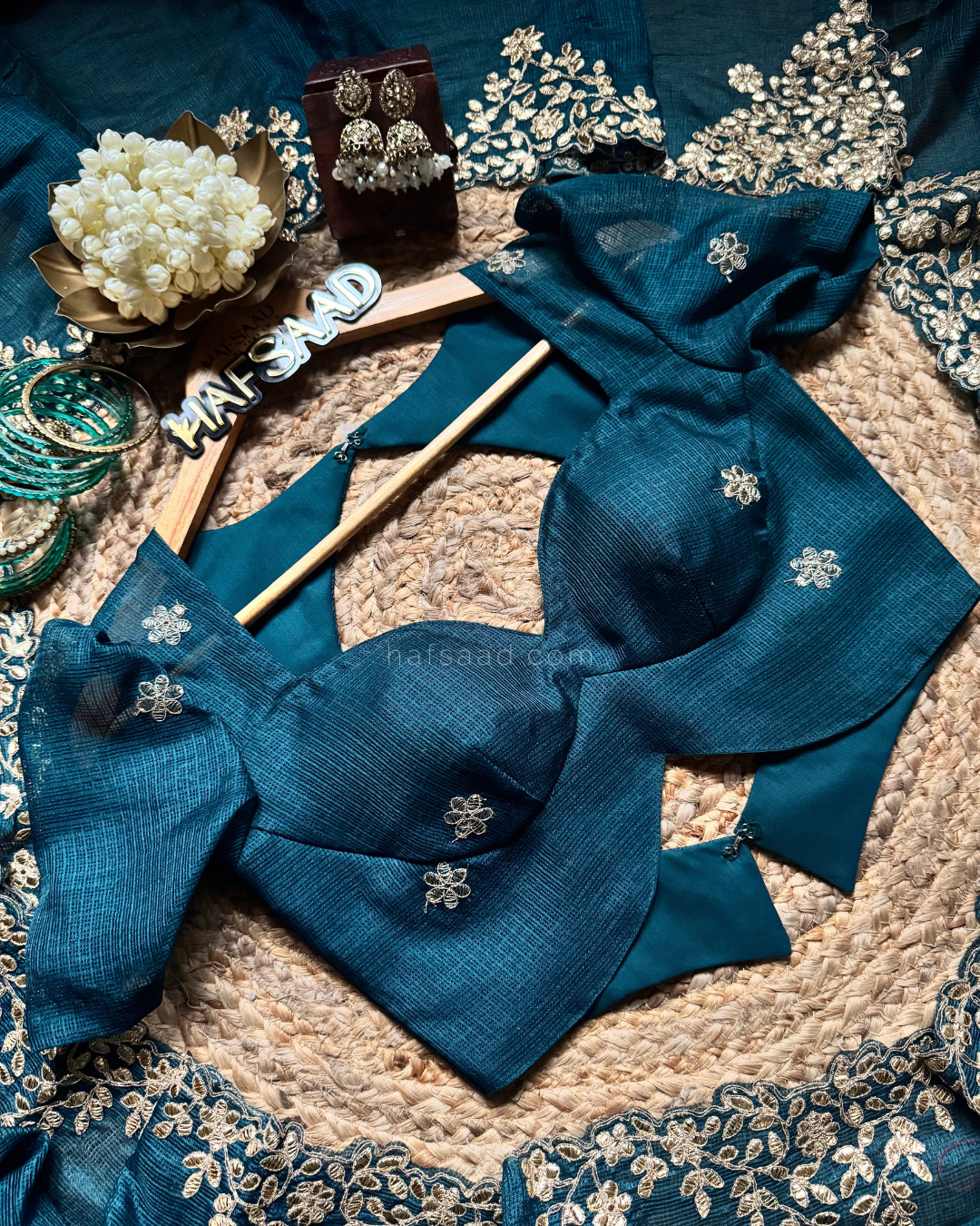 Rubita- Gota Work Saree (Peacock blue)