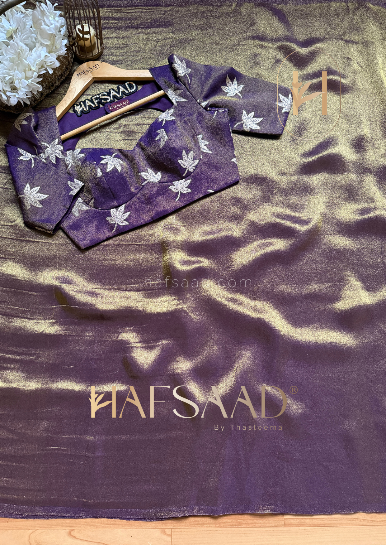 Mehnaz - Premium satin tissue saree (Purple)