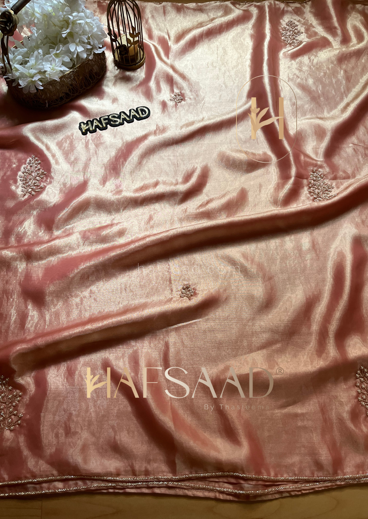 Baby breath -Handwork fluid organza saree