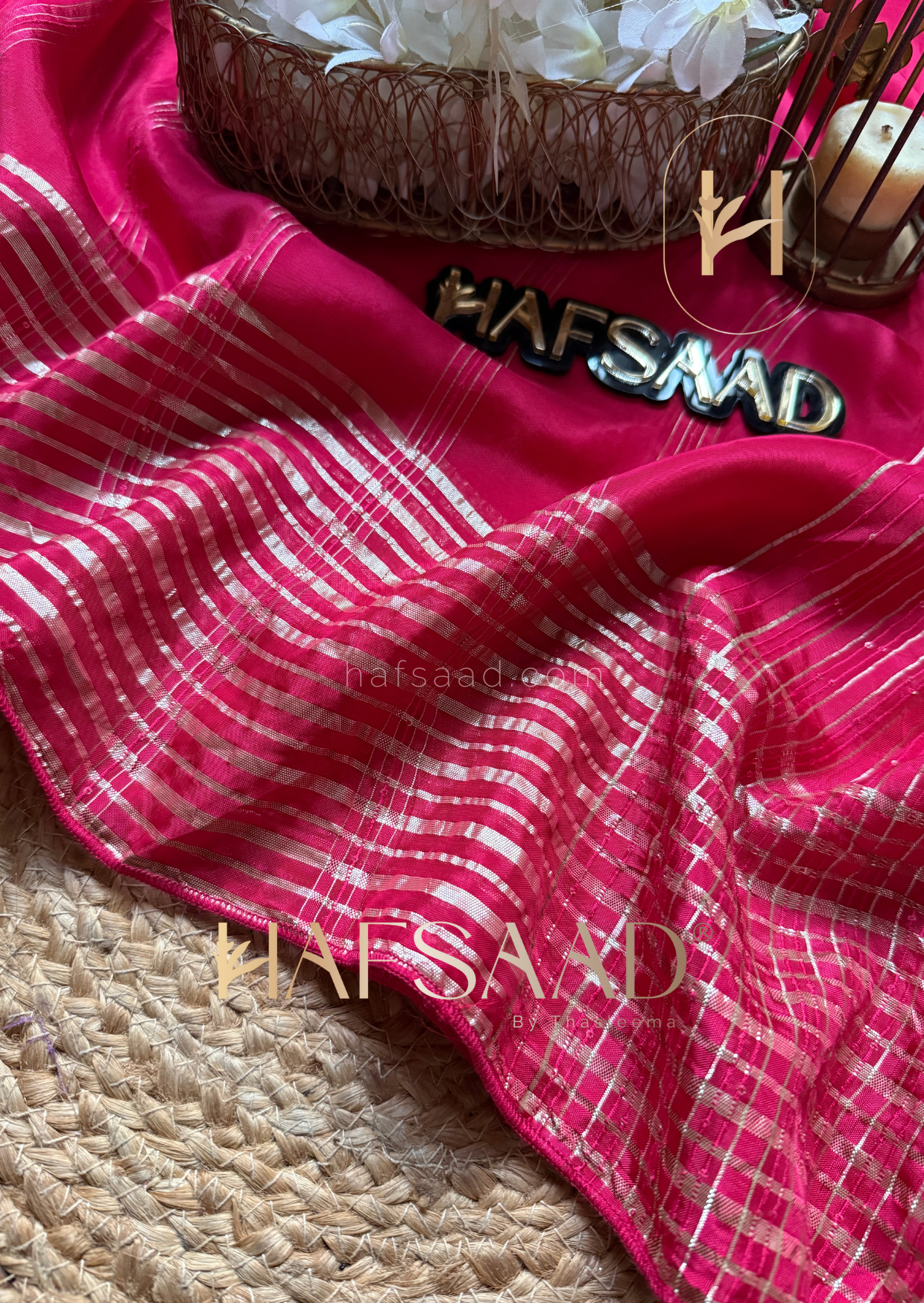 Ria - Premium blended silk saree (Pink)