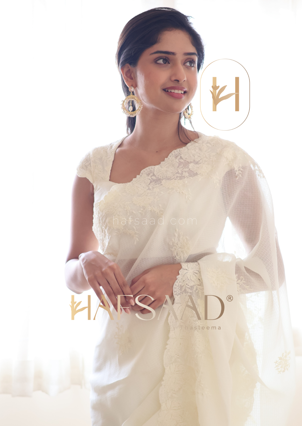 Celestia- Embroidered saree (Off white)