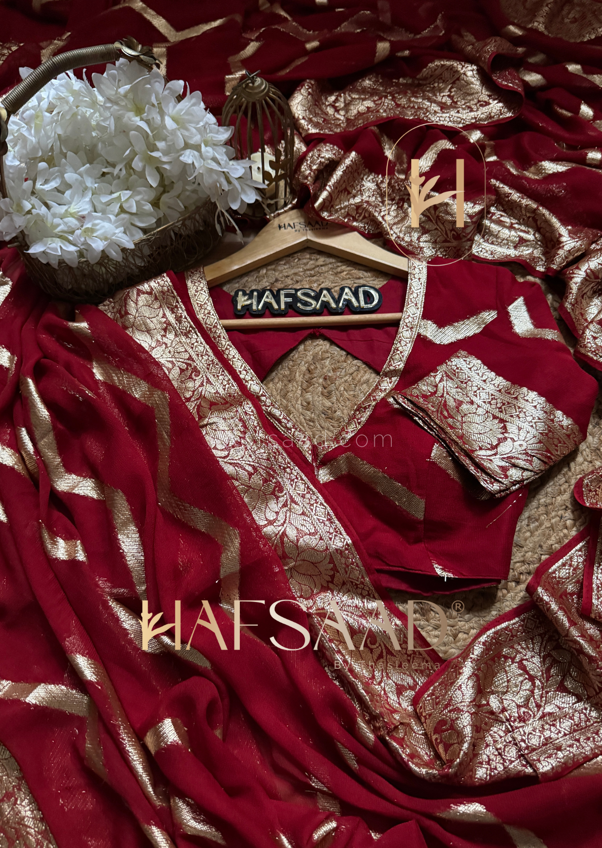 Yamini -Pure viscose saree (Red)