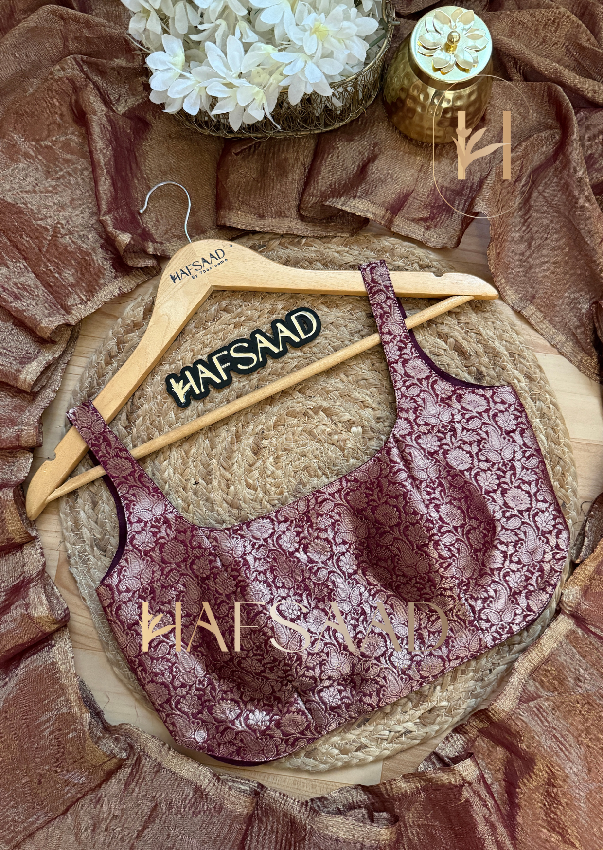 Nida- Soft semi tissue saree (Brown)