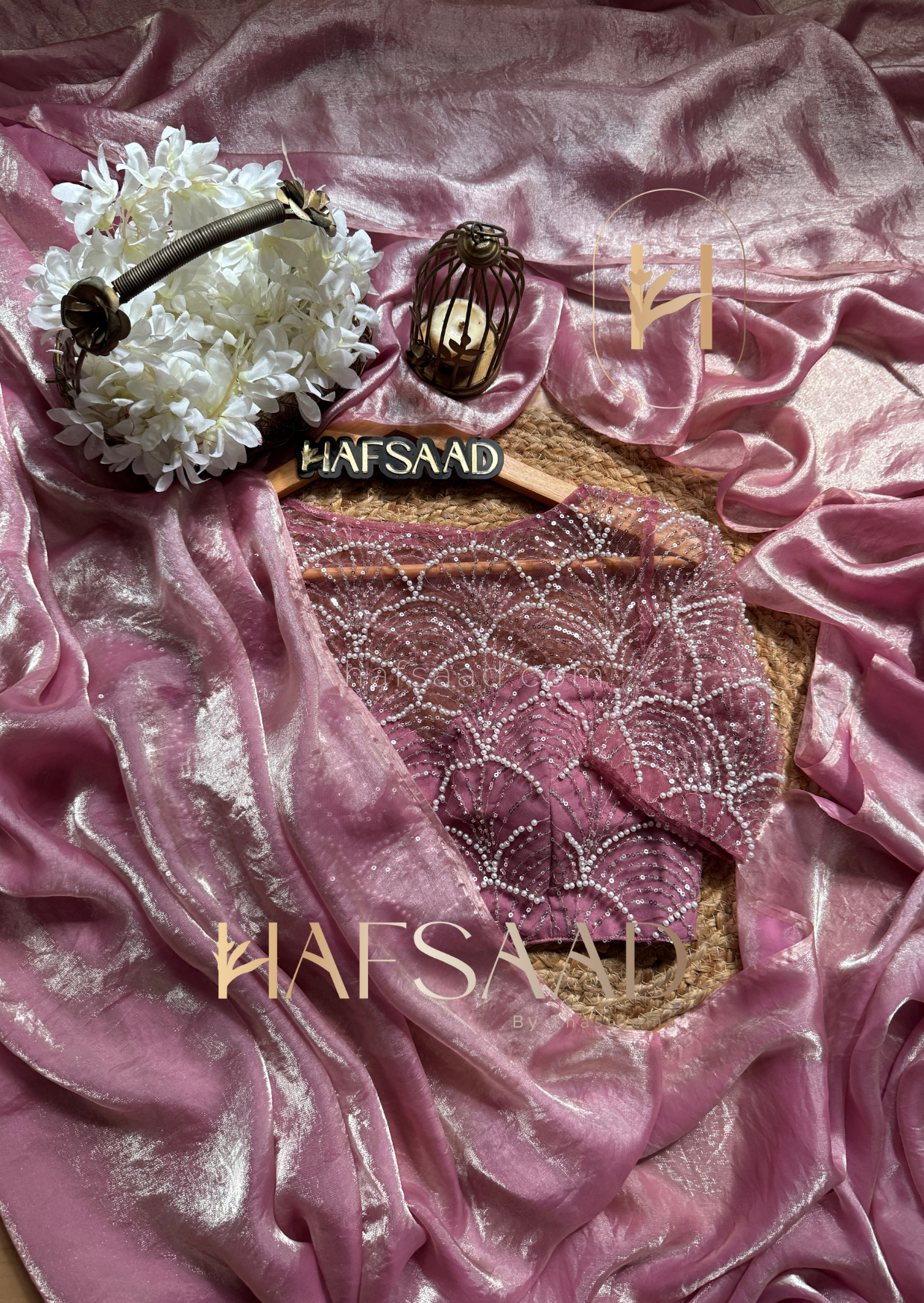 Alisha- Stardust satin saree (Pink)