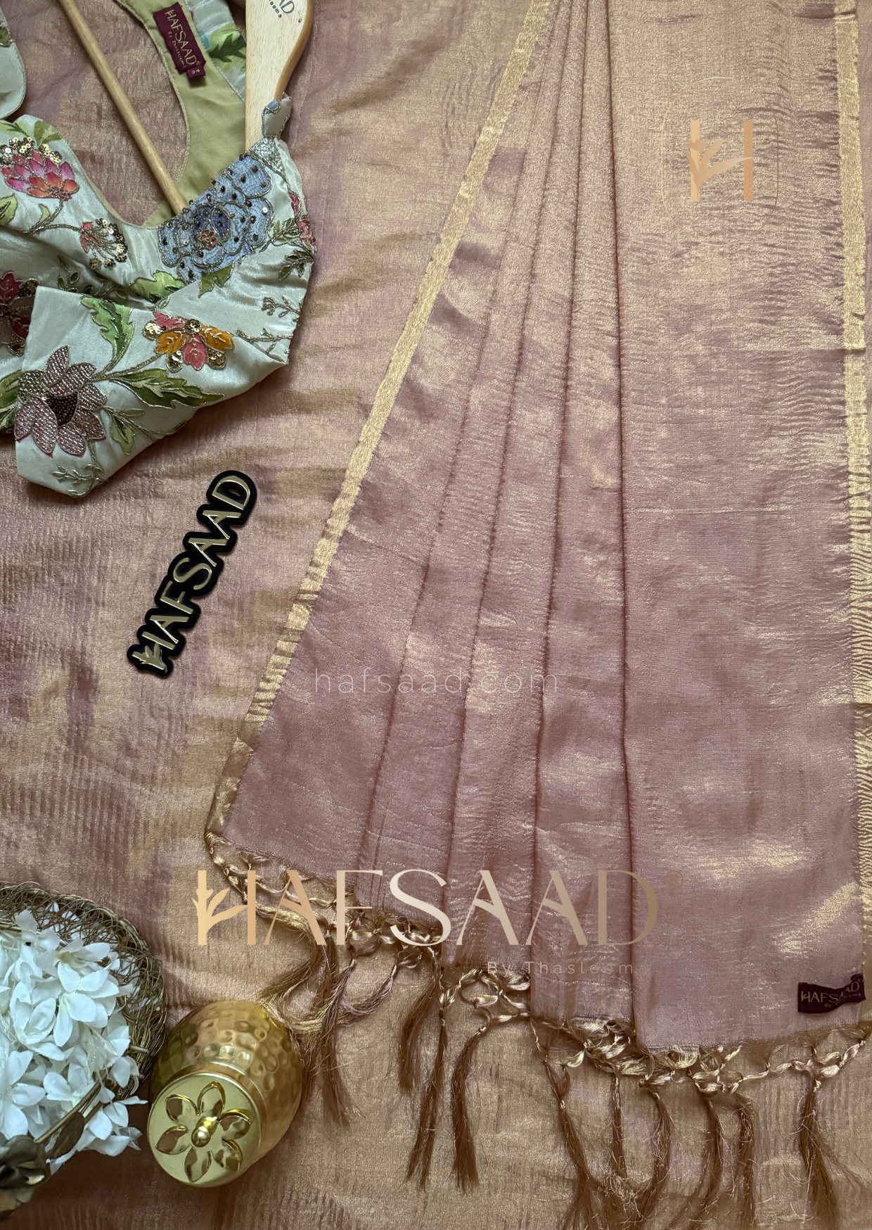 Yara - Soft semi tissue saree (Pink)