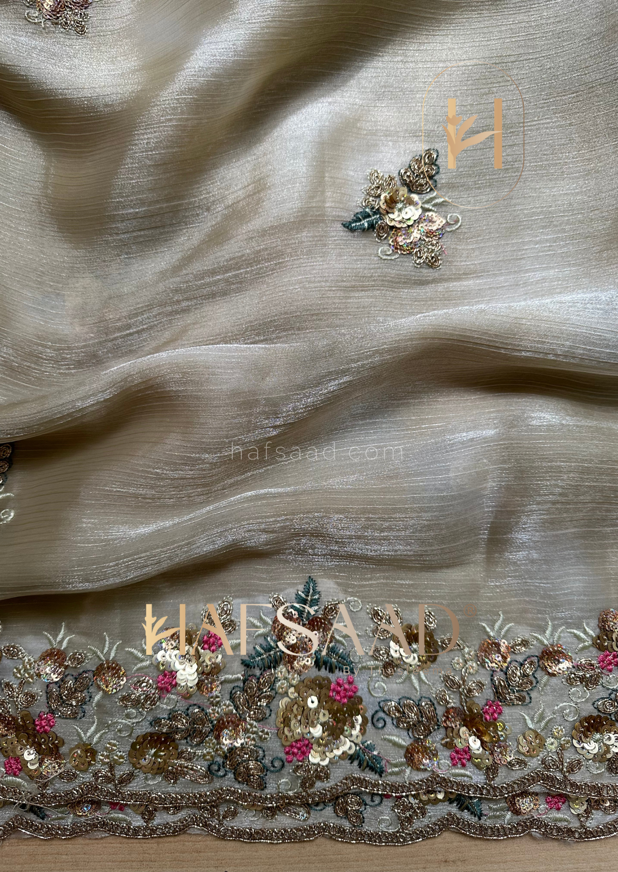 Shakira- Designer satin organza saree