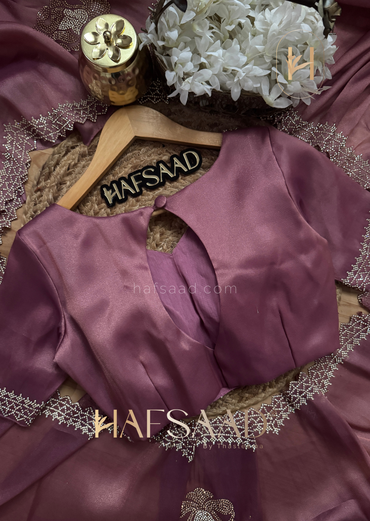 Amber - Premium tissue saree (Mauve)
