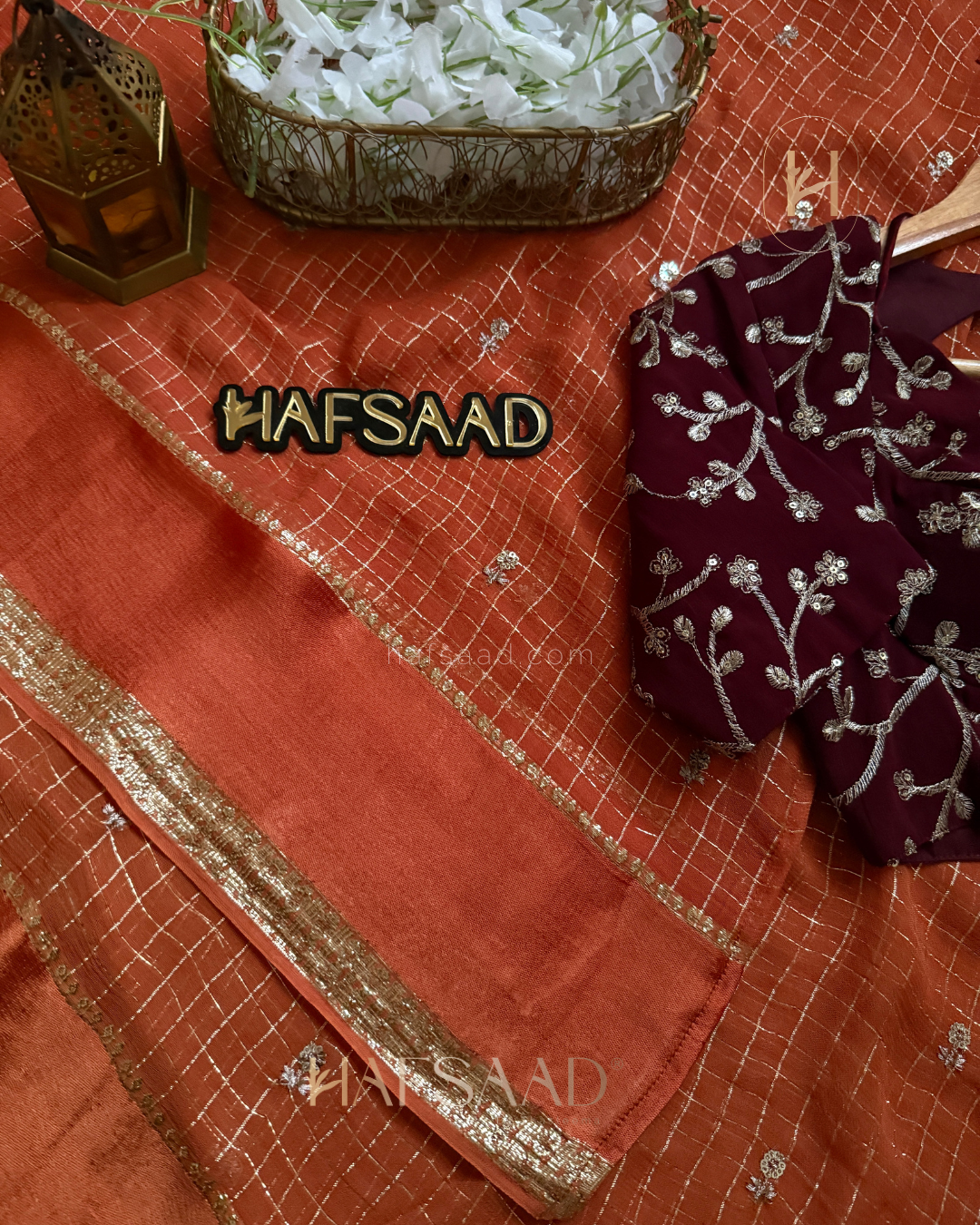 Mathu - Pure viscose saree (Burnt Orange)