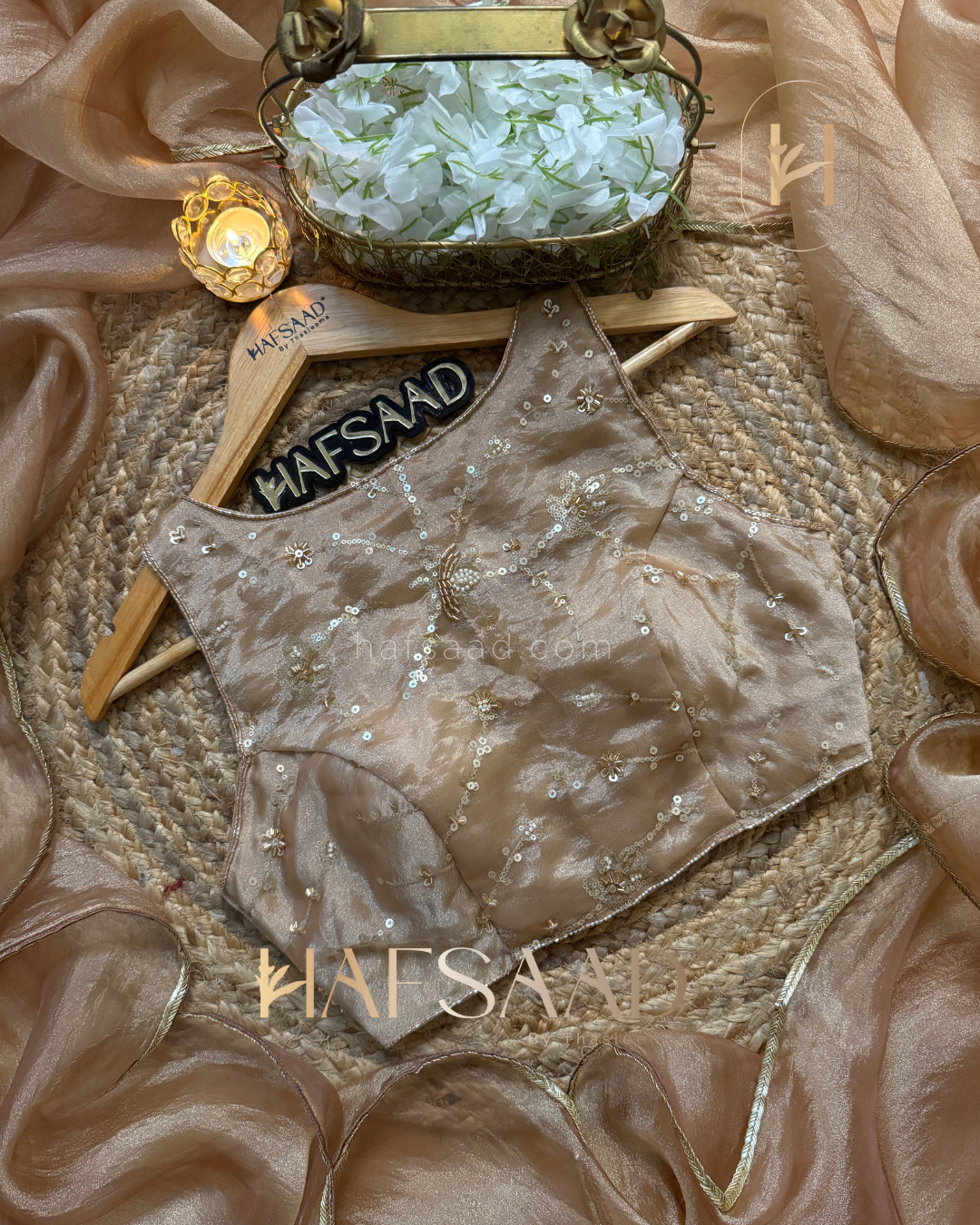 Alia - Soft tissue saree (Peach)