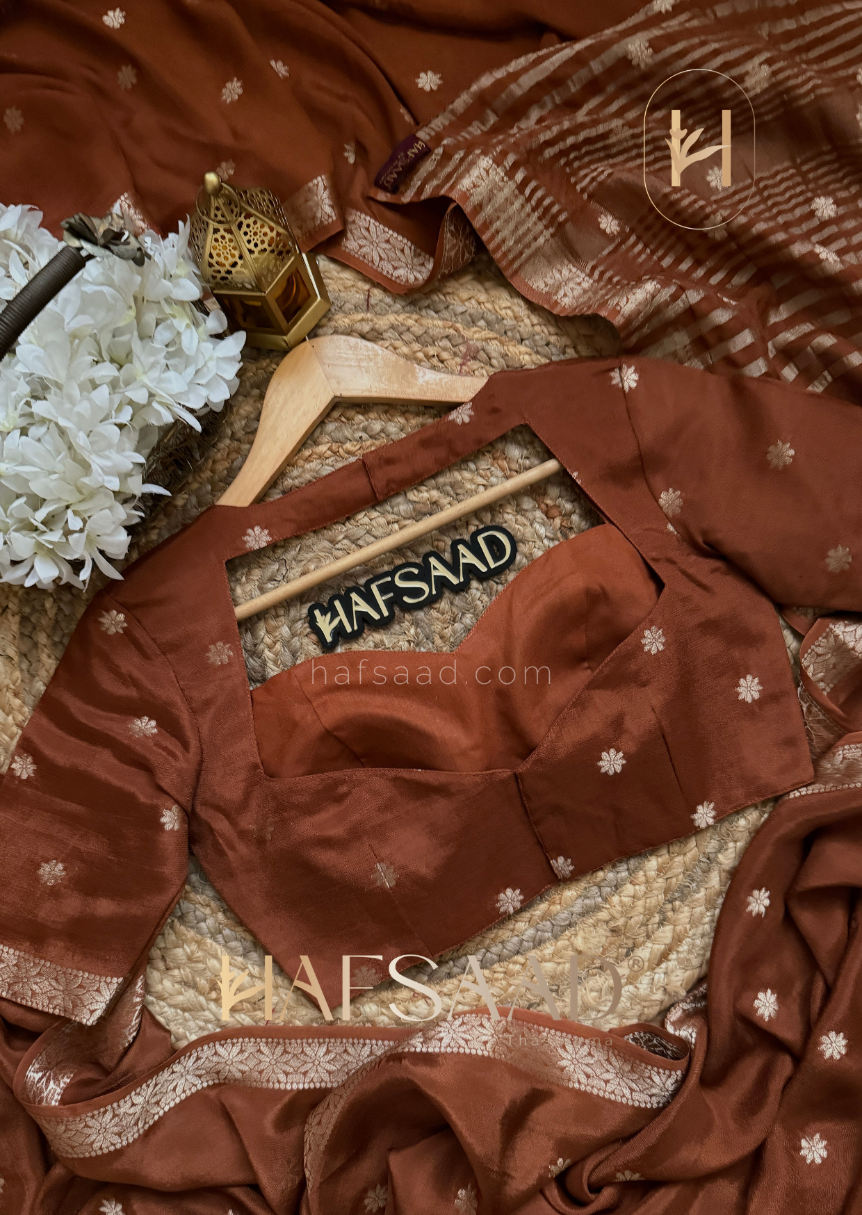 Ahalya - Pure chinnon saree (Brown)
