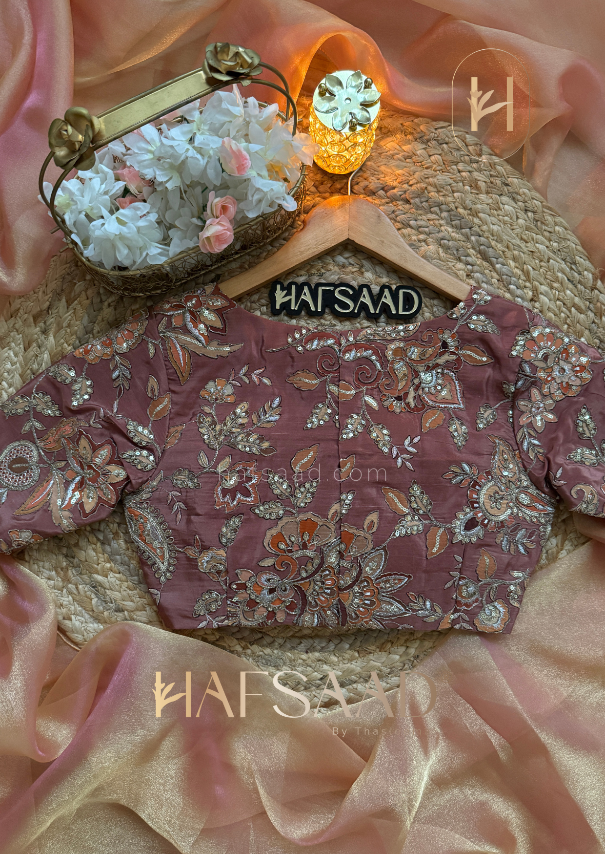 Anya - Soft tissue saree (Ice pink)