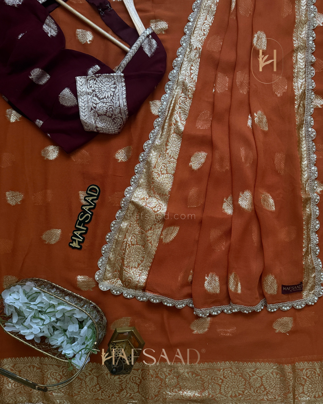 Nafeesa - Pure viscose saree (Orange)