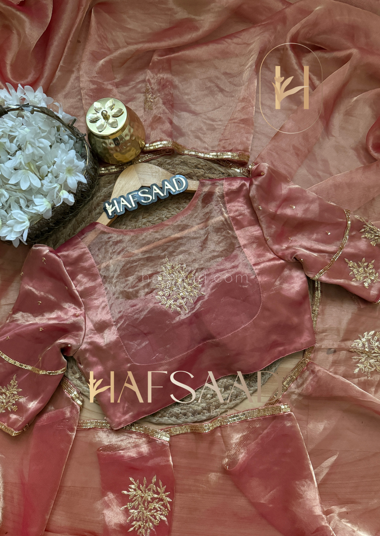 Nargis bridal-Pure tissue silk handwork saree