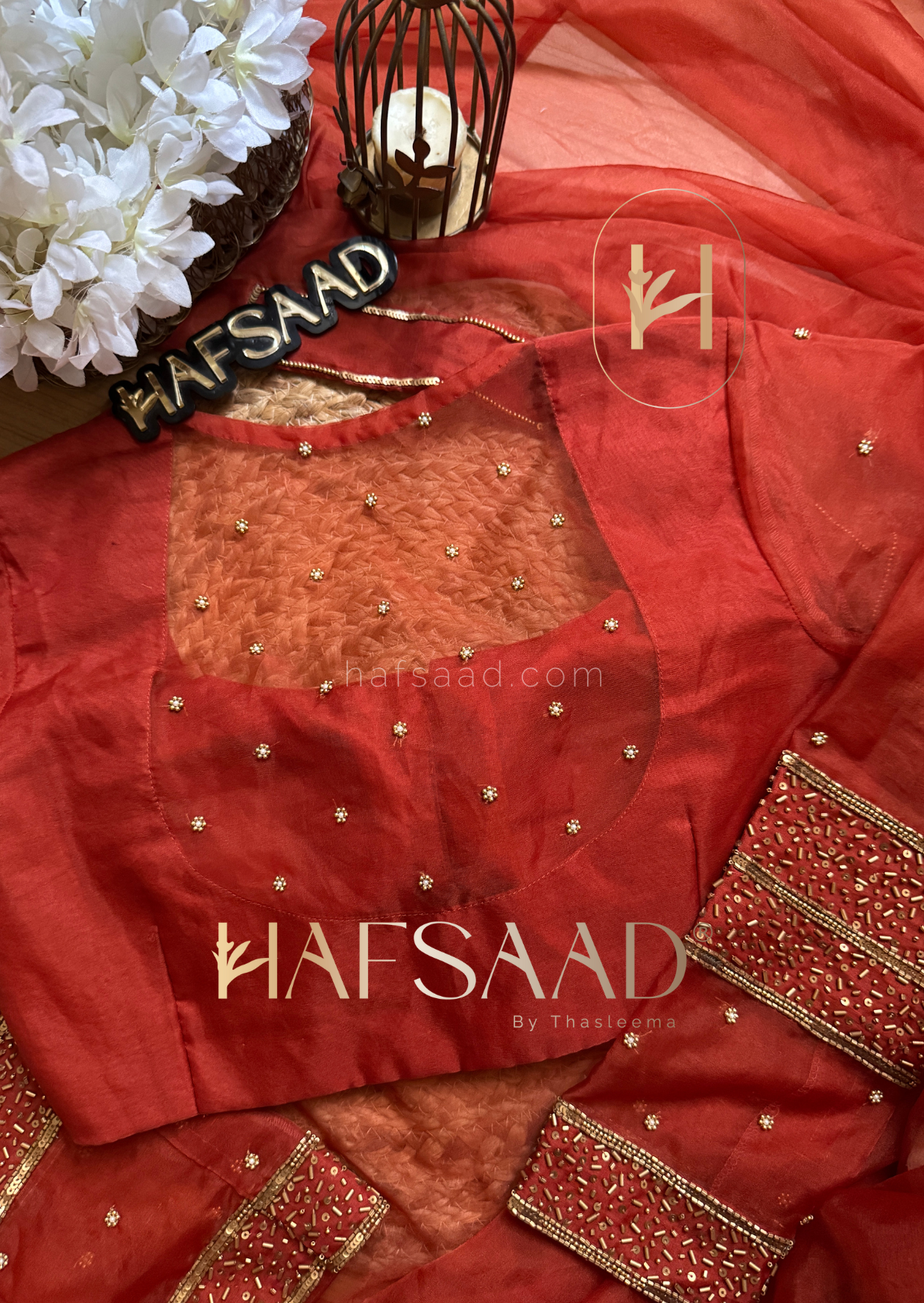 Meher - Pure viscose organza handwork saree