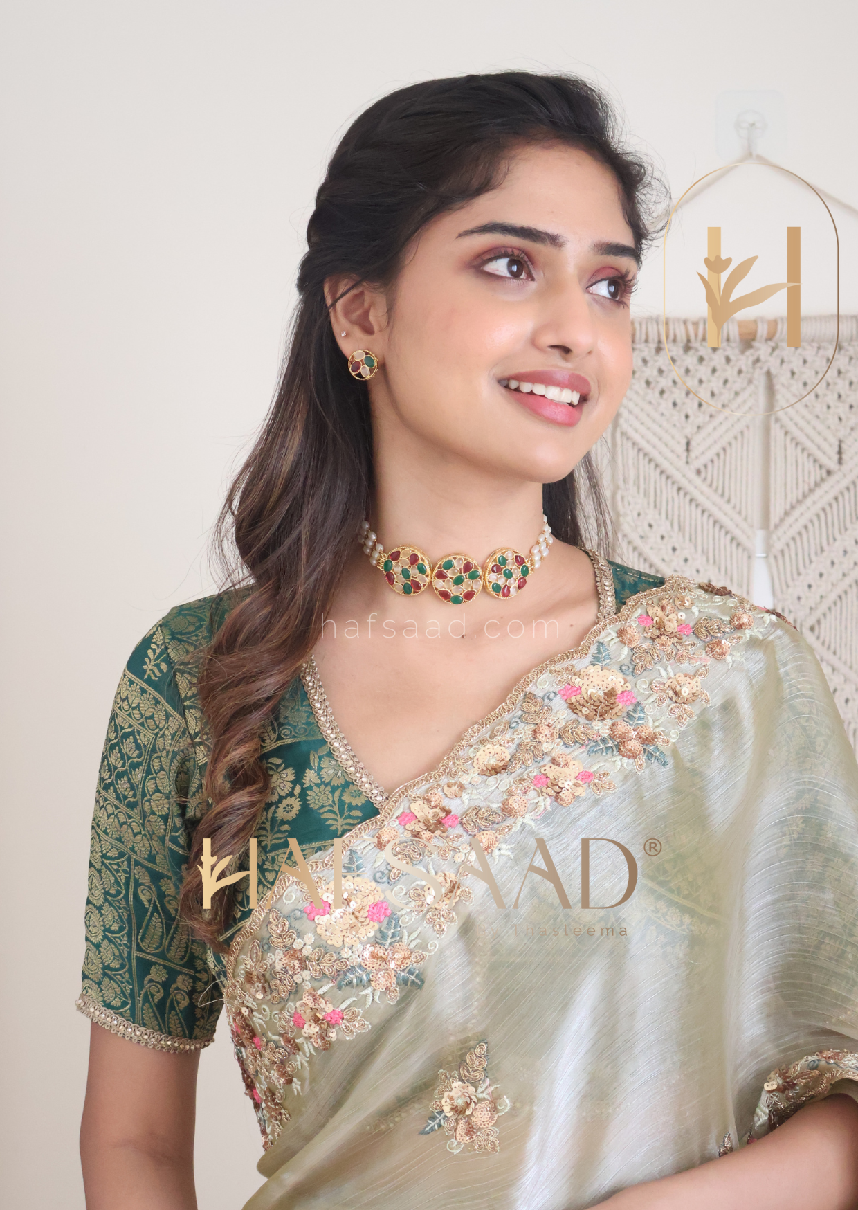 Shakira- Designer satin organza saree