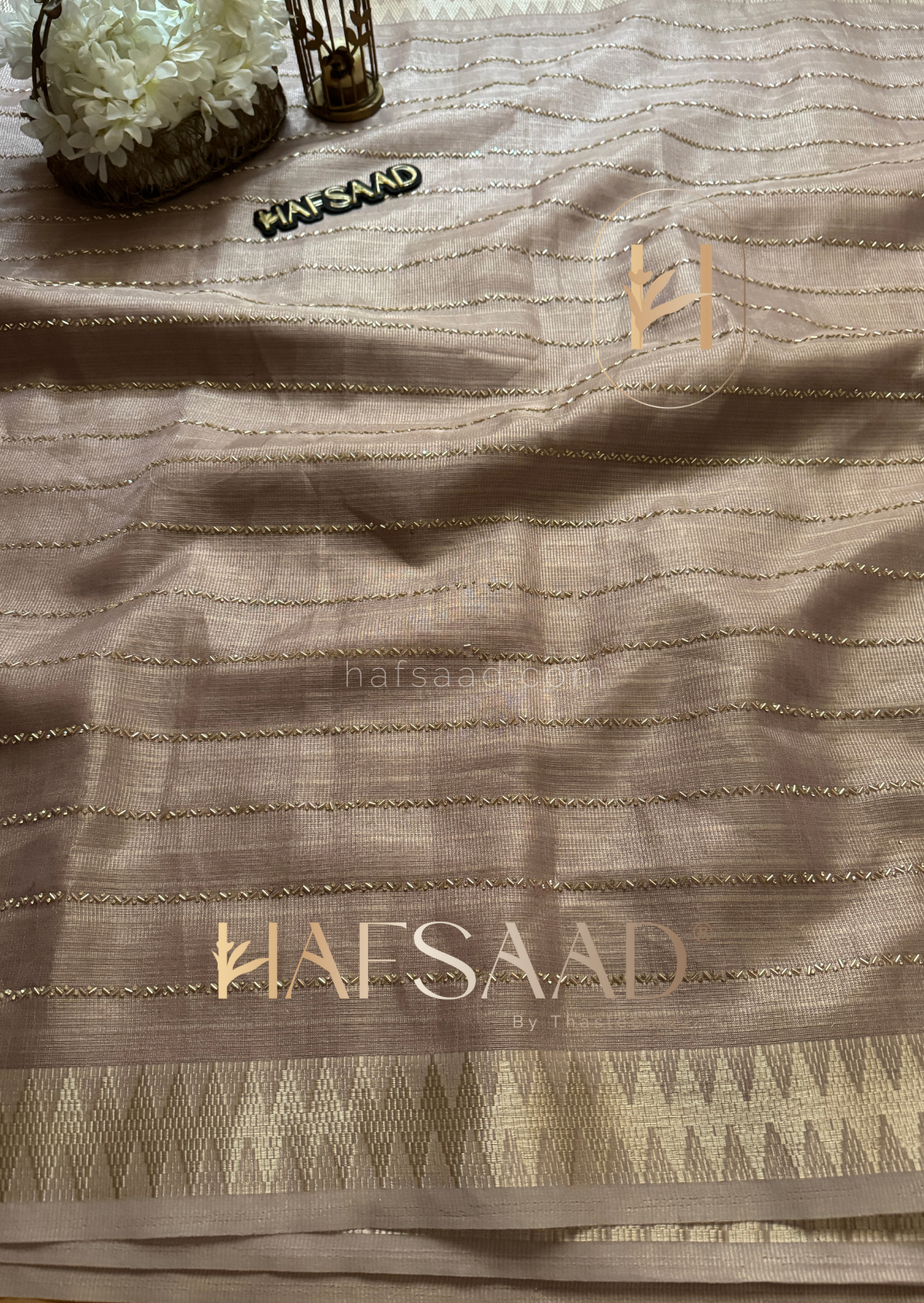 Jessie-Semi Tussar handwork saree (Pink)