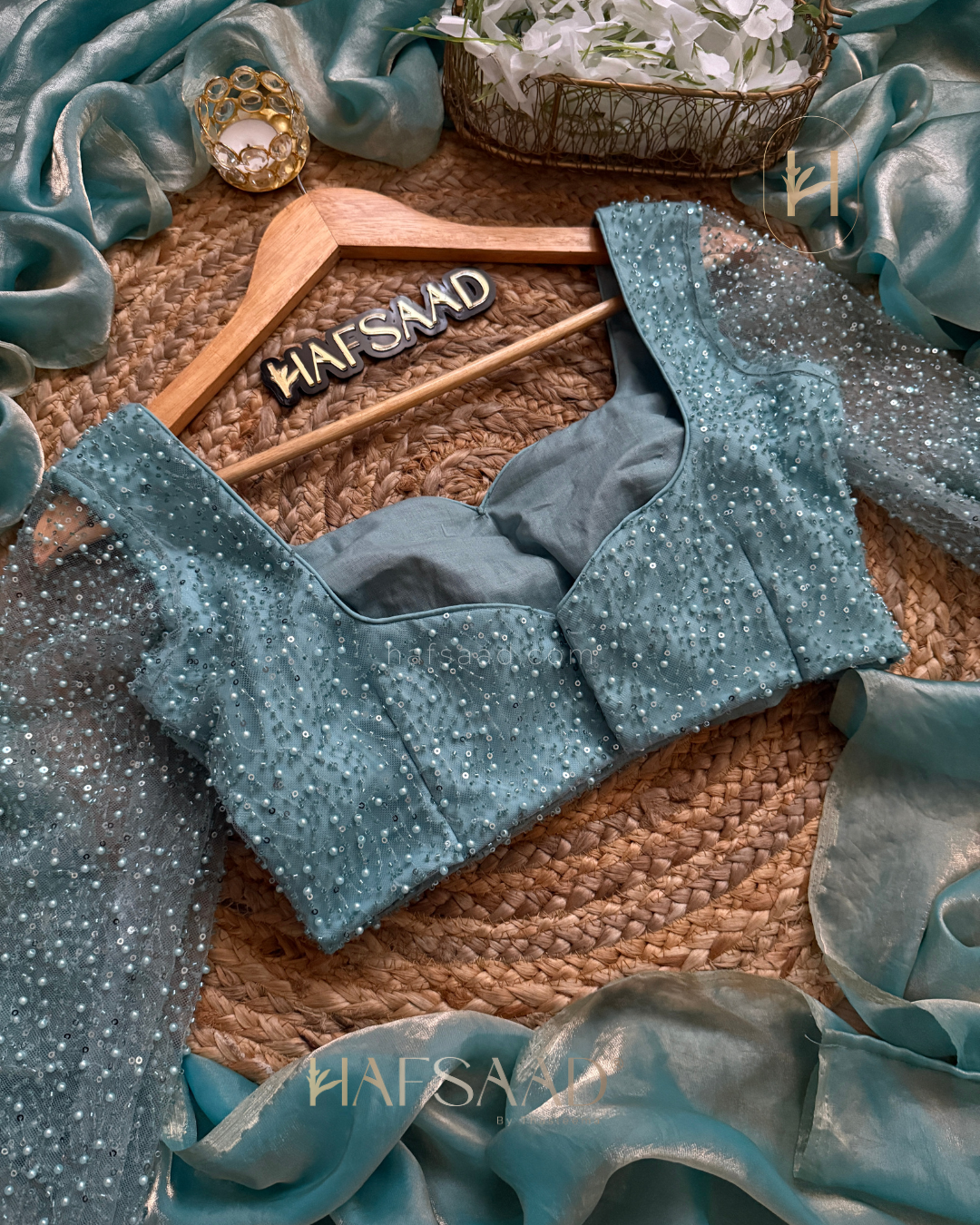 Sophie - Designer saree (Aqua Blue)