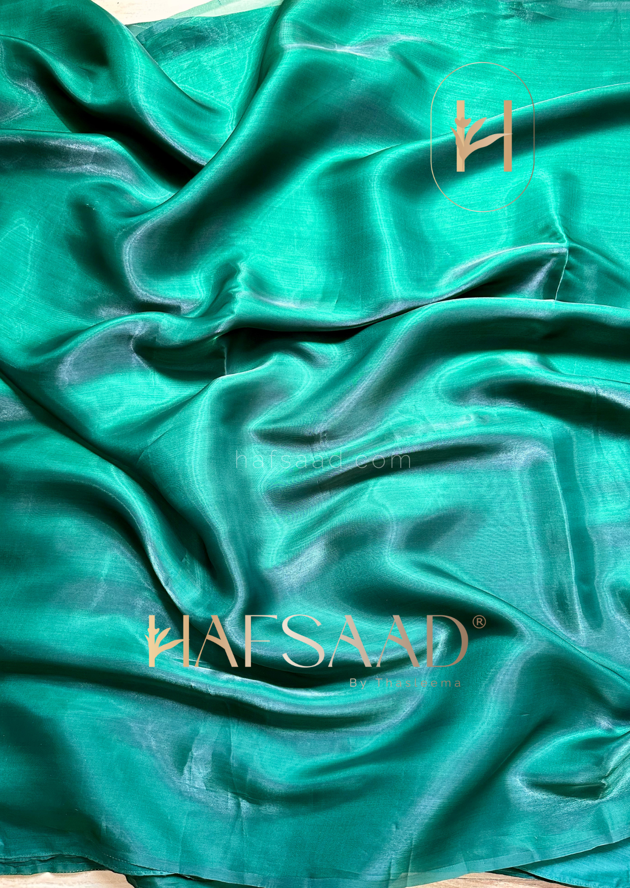 Medusa- Designer satin organza saree (Bottle Green)