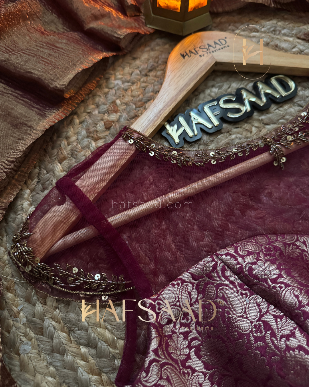 Nida Handwork - Soft semi tissue saree (Brown)