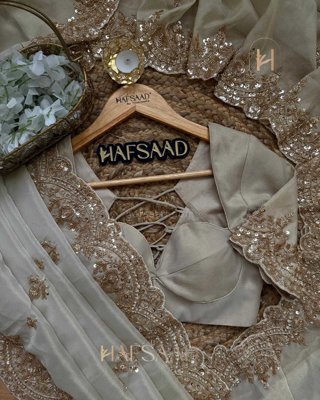 Afiya- Premium Soft Tissue Saree (Beige)