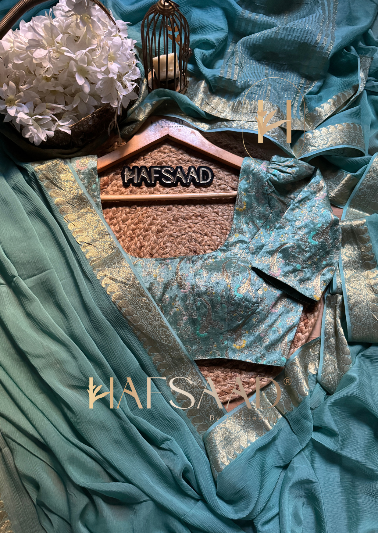 Mayuri -Pure chinnon saree (Sea green)