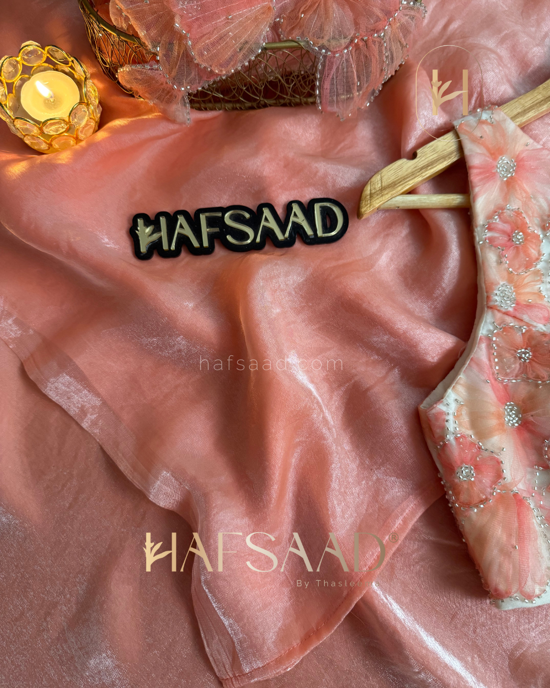 Cassie - Space silk saree (Peach)