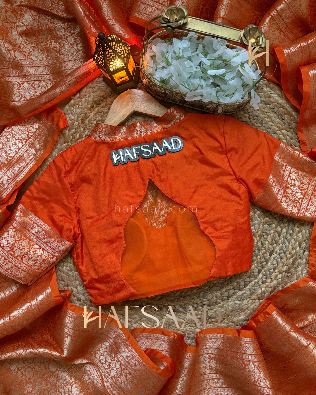 Ahana - Soft semi silk saree (Orange)