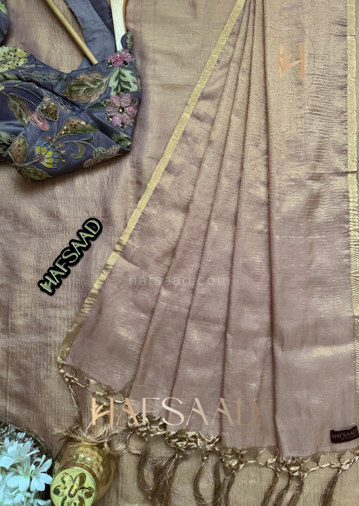 Yara - Soft semi tissue saree (Pink & Purple)