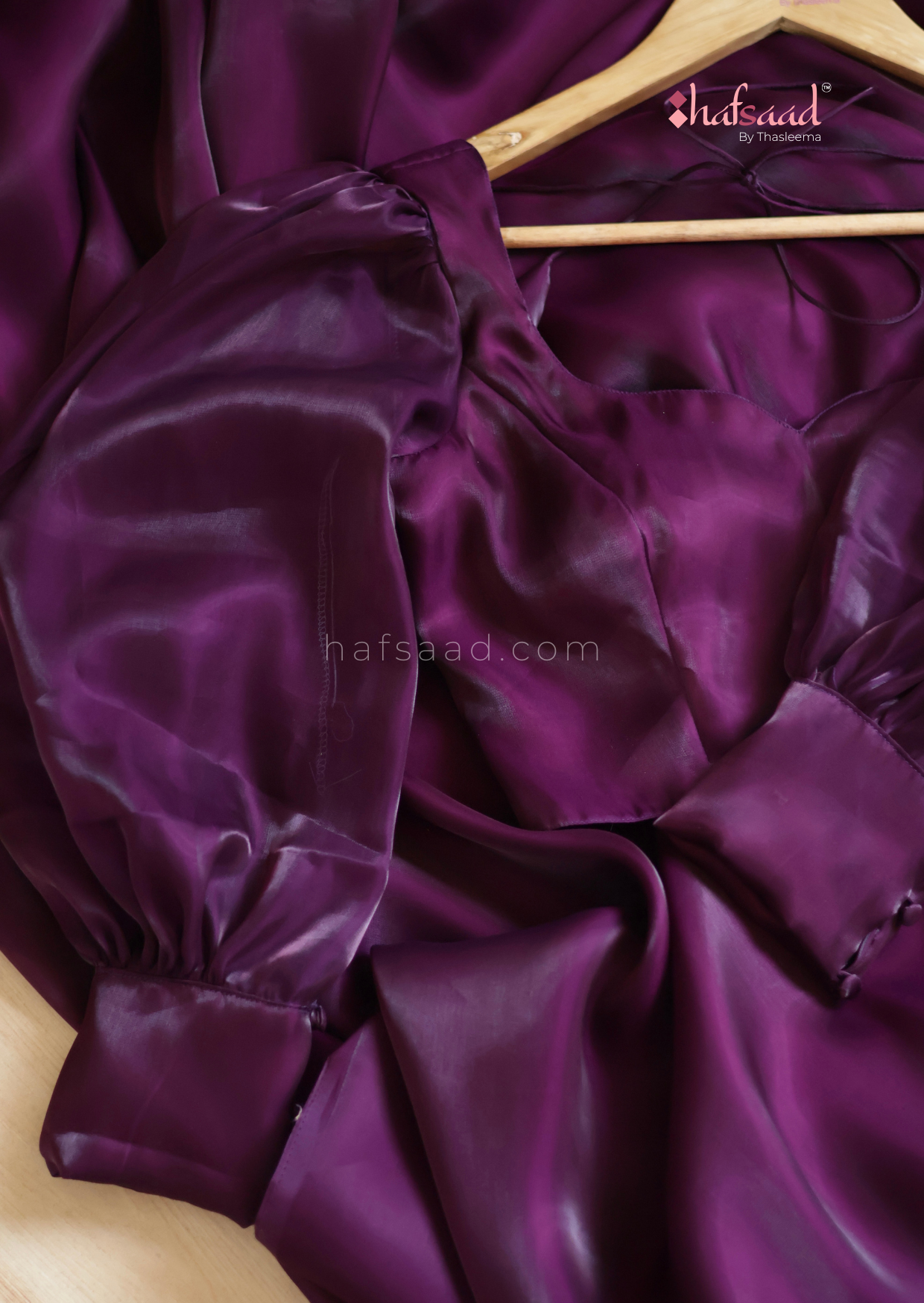 Georgia- Premium satin organza saree (Purple sangria)